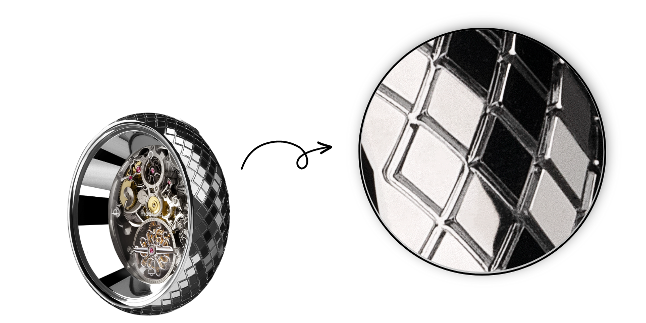 Поворотная панель Moorgen Milan Tourbillon — обод с алмазной огранкой на 360°